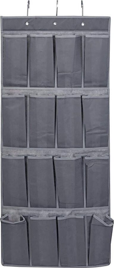Ophangrek met vakken kledingkast organizer opvouwbaar grijs opbergsysteem voor kleding en camping (45 x 110 cm 16 vakken)