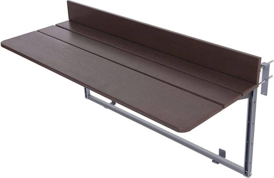 Opklapbare balkonhangtafel balkonklaptafel 5-voudig in hoogte verstelbaar aluminium profieltafel voor terras en tuin reling (100 x 37 cm)