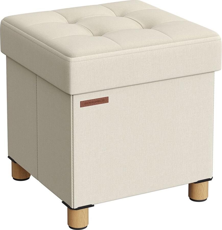 Opklapbare kruk – Met opbergruimte 38 x 38 cm crèmewit