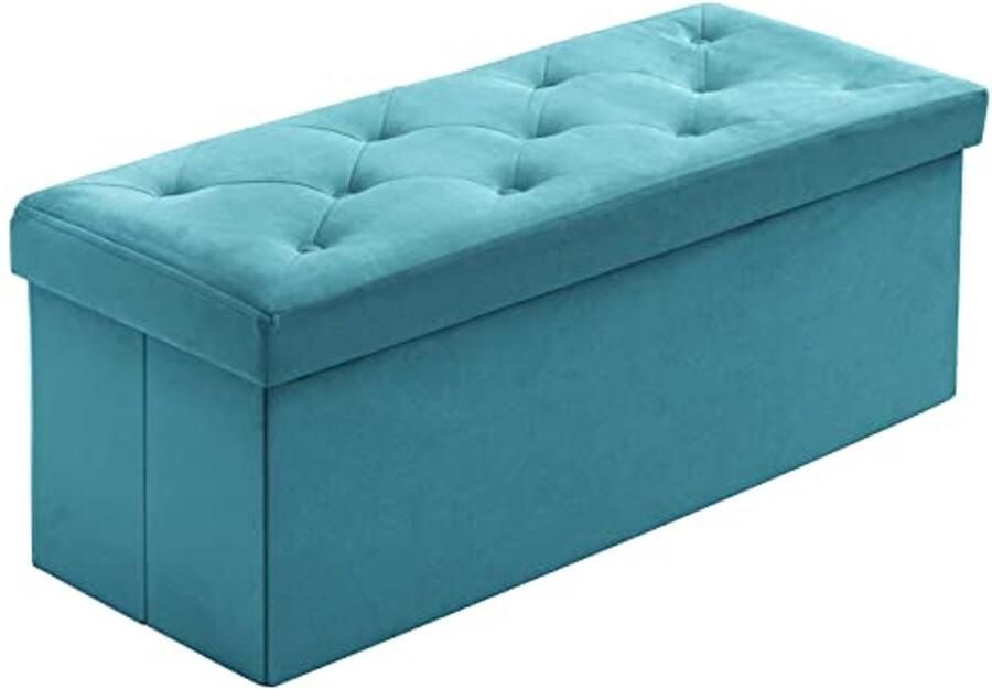 Opklapbare Poef met Opslagruimte Fluwelen Zitbox voor Woonkamer Slaapkamer en Hal Groen 110 x 40 x 40 cm