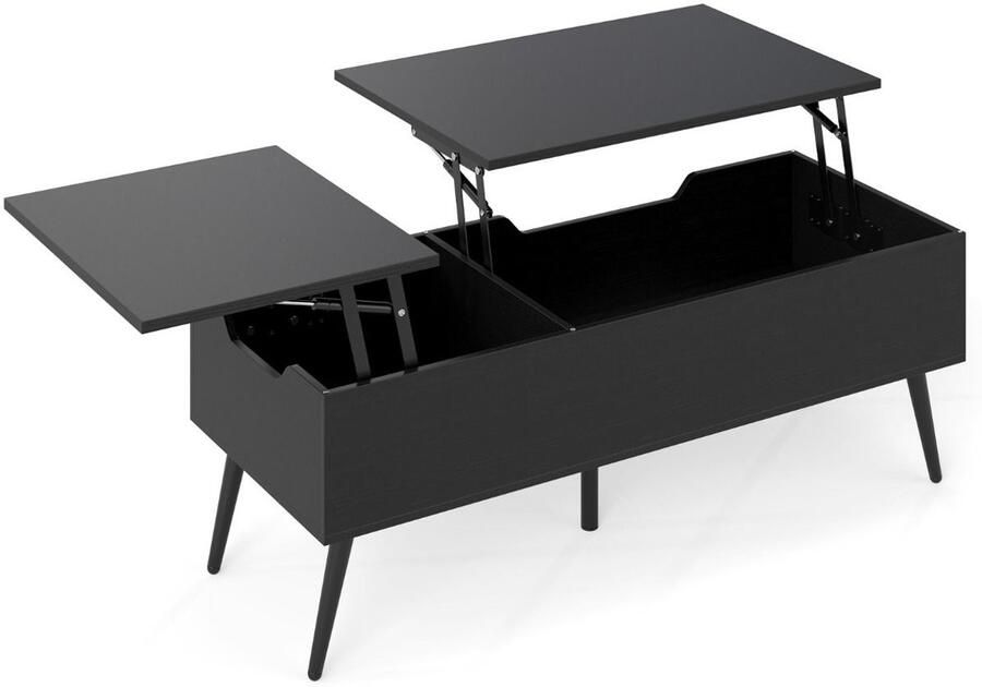 Opklapbare salontafel – Modern design 2 verborgen opbergvakken 111x48x40-53 5 cm zwart