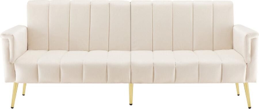 Zonder merk Gotagee Opklapbare Slaapbank Beige Met Hulpvoeten Slaapbank Met Slaapfunctie Geschikt Woonkamerbank Slaapkamerbank Home Theaterbank Logeerkamerbank Modern Ontwerp Fluwelen Stof