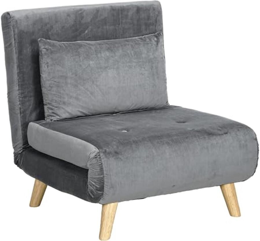 Opklapbare Slaapstoel met Slaapfunctie en Verstelbare Rugleuning Comfortabel en Compact Meubel voor Woonkamer Grijs