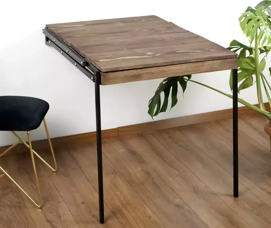 IWA Concept Opklapbare Tafel Keuken Tafel Wandtafel Murphy Opvouwbare Tafel Aan de Muur Gemonteerde Eettafel Multifunctioneel bureau & Plank Opbergplank Bureau voor Kleine Ruimtes Bureau voor Thuiskantoor Walnoot Hout - Foto 3