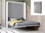 Opklapbed handmatige verticale opening 140x200cm Wit Grijs MALINA L 155 cm x H 209 cm x D 40 cm - Thumbnail 1
