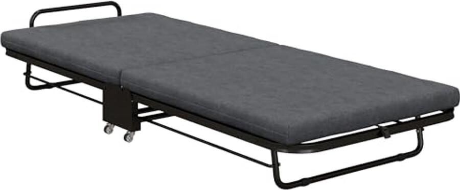 Opklapbed voor eenpersoonsbed 188 x 76 cm met 7 cm matras en verstelbare rugleuning