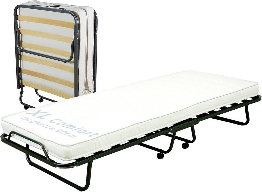 Opklapbed XL Comfort met polyurethaan matras Ruimtebesparend eenpersoonsbed met lattenbodem 90 x 200