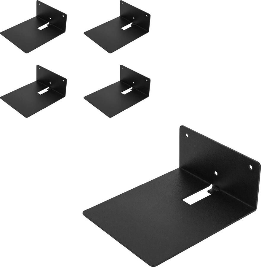 Onzichtbare zwevende boekenkast metalen plank 125x150 mm zwart set van 5