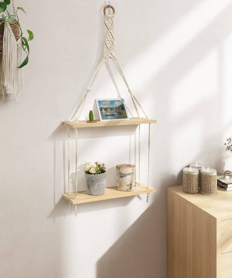 Opknoping Drijvende Plank Hout Opslag Keuken Muur Macrame boho Decor Geschenken