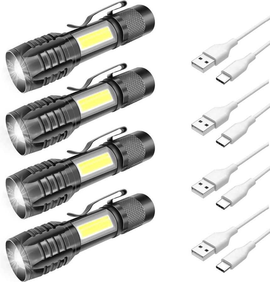 Oplaadbare LED-Zaklamp met 3 Modi en Zoombaar Functie Waterdicht en Compact voor Kamperen en Noodgevallen