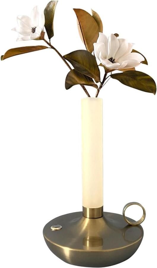 Oplaadbare tafellamp in vaas-design: bloemenvaas nachtlampje met draadloze touch-bediening 3-traps helderheid voor desktopdecoratie in eetkamer en slaapkamer