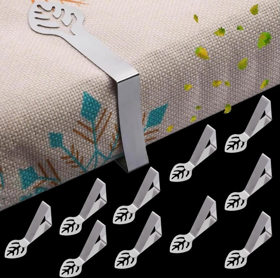 OPPKEPT Tafelkleedhouders voor dikke tafelbladen 10 stuks weerbestendige roestvrijstalen tafelkleedklemmen voor tuintafels en restaurants