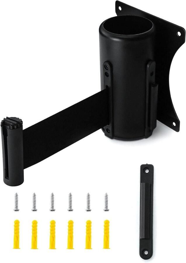 Oprolbare afzetlint met veilig remsysteem en personengeleidingssysteem 3 m oprolbare gordel zwart