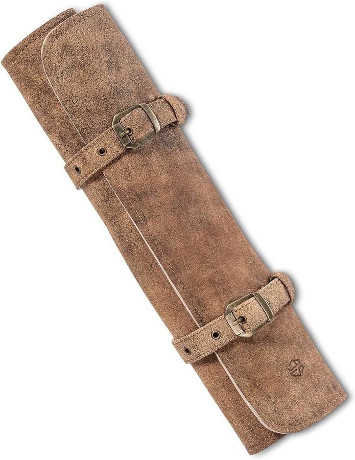 Oprolbare koksmessentas groot echt leer bruin antiek