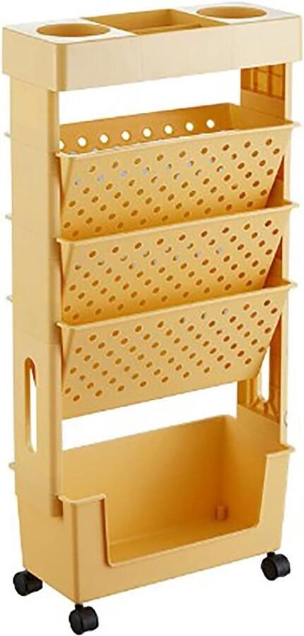 Opslag Plank Rack Kids Boekenkast Wandplank Vloer Staand Boek Plank Multifunctionele Rekken Organizer Kantoor Keuken Slaapkamer Badkamer Oranje