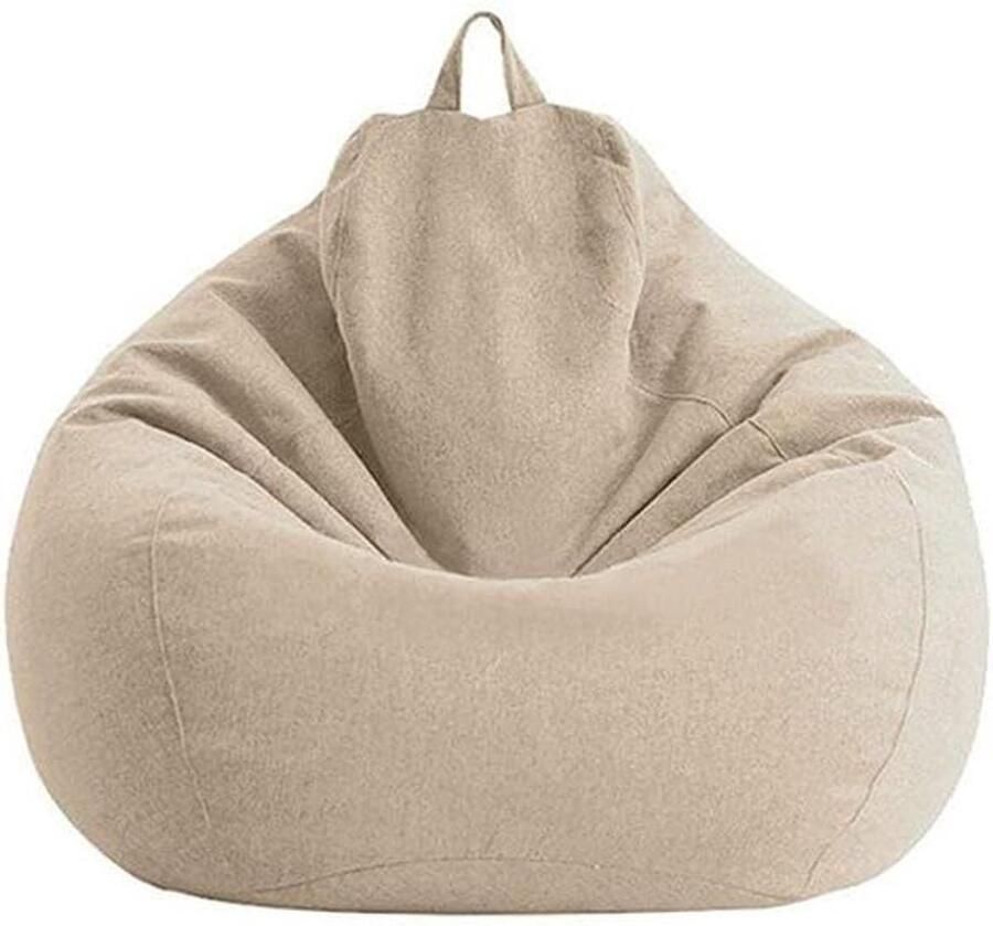 Bean Bag Chair Cover Only Without Filling Stuffed Animals Storage and Memory Foam Washable Soft Linen Lazy Sofa Bag for Adults Kids Teens (Khaki Size : 80 * 90cm)