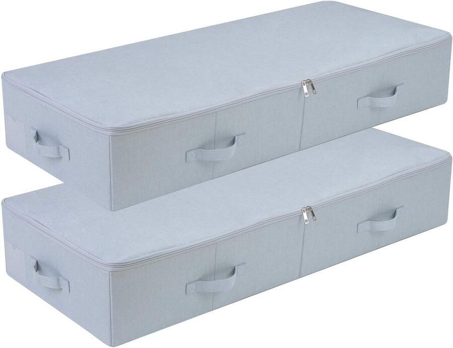 Opslagdozen voor kleding en schoenen Set van 2 stuks Lichtgrijs 100 x 43 x 18 cm Inklapbaar en ademend