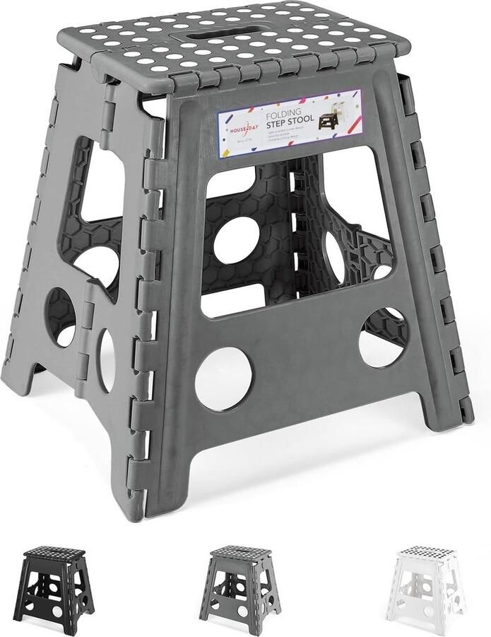 Opstapkruk 40 cm inklapbaar grijs opvouwbare kruk opstapkruk draagbare klapkruk inklapbaar vouwkruk badkruk klapstoel voetenbank tot 136 kg voor volwassenen