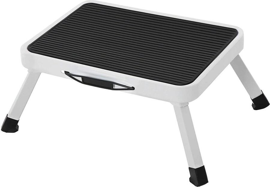 Opstapkruk Opvouwbaar Antislip Compact Klein Kruk Campingkruk TÜV Süd Gecertificeerd Zwart- Wit 37 5 x 4 x 26 5 cm