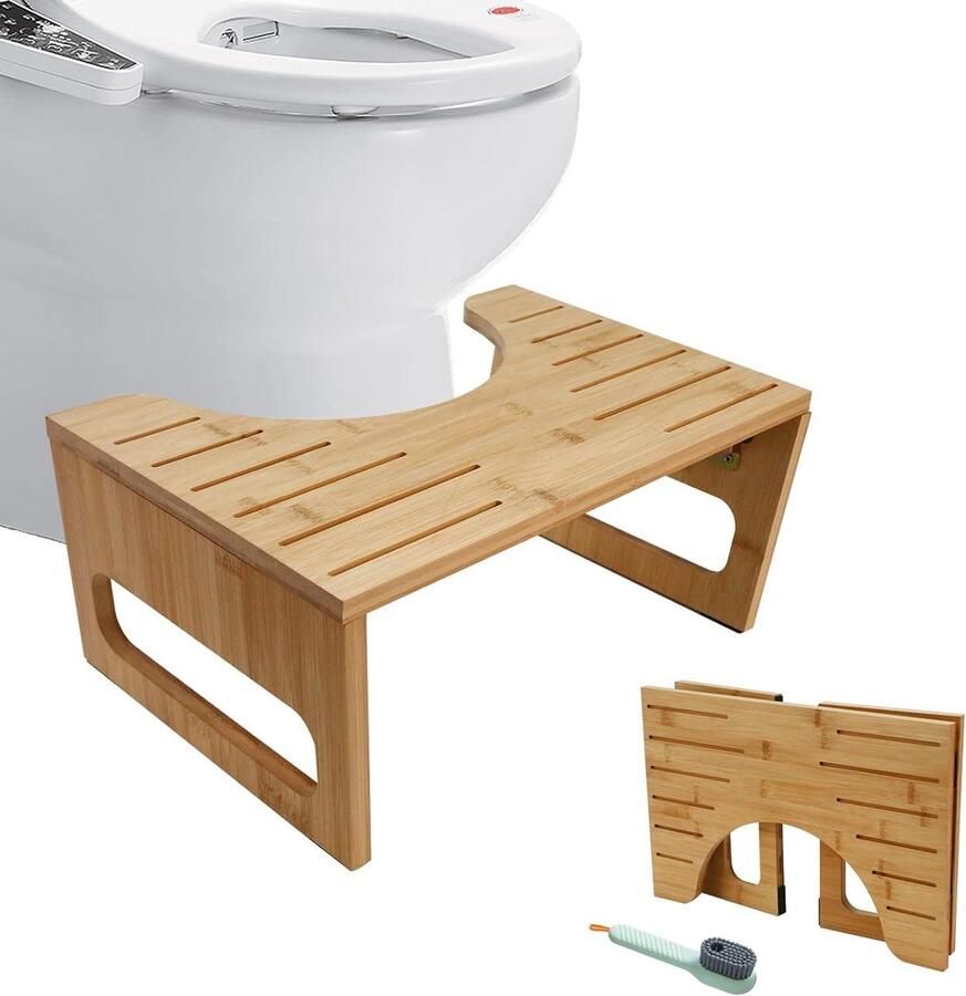Opstapkruk van bamboe voor volwassenen inklapbare toiletkruk gezonde zithouding badkamerkruk voor volwassenen en kinderen