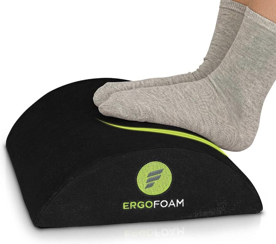 Optimale Voetensteun Bureau Premium Fluweel Zacht Schuim Voetensteun Meest Comfortabele Voetenbank ter Wereld voor Lumbale Wervelkolom Rug Kniepijn Voetsteun Schommel (Zwart)