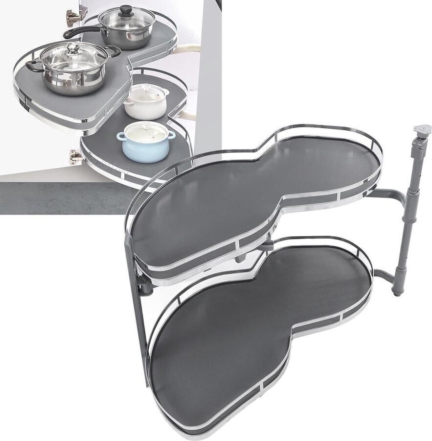 Allecto plus Hoekkast Organizer met Manden voor Hoekkast In Hoogte Verstelbaar Keukenmanden Rechts Open Hoekkast Manden Organisator