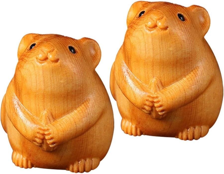 Optimaliseer jouw titel: Set van 2 houten ornamenten met schattige cartoon dieren Creatieve bureau decoratie Mini huishoudelijke accessoires voor een comfortabele inrichting