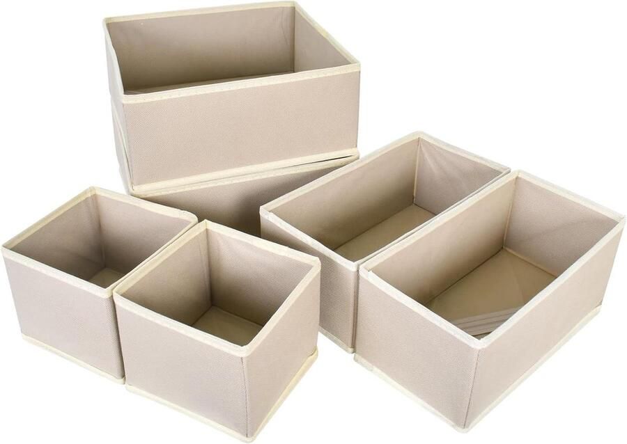 Allecto plus 6-delige stoffen lade- en kastorganizer set Opvouwbare laden Ondergoed organizer Praktische opbergoplossing