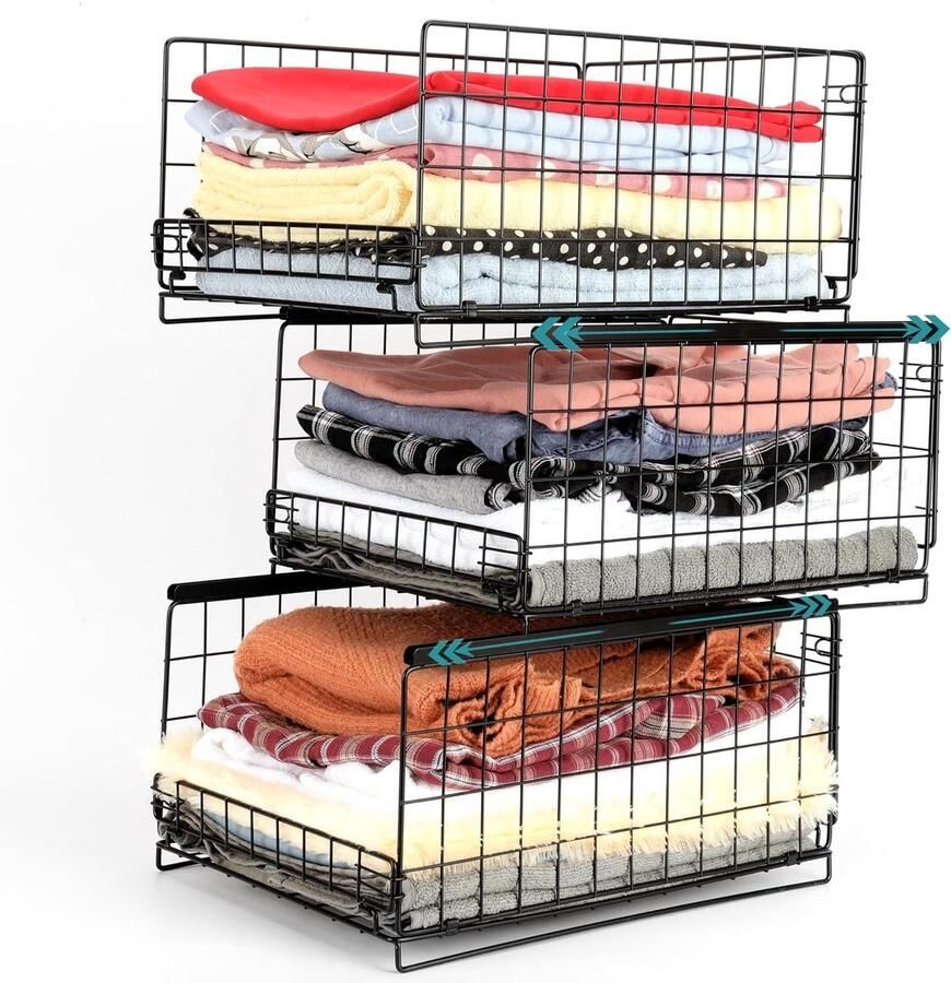 Optimaliseerde Titel: Stapelbare Opbergmanden voor in Keuken Badkamer en Kledingkast met Uitschuifbaar Ladesysteem