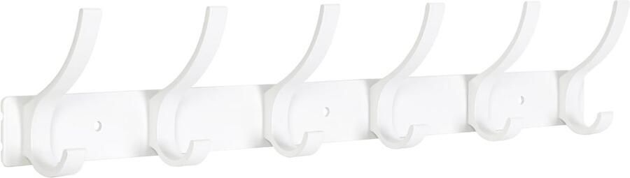 Optish 1 stuk wandkapstok kapstok met 12 haken wandkapstok voor slaapkamer badkamer keuken kapstok voor jassen mutsen en handdoeken (wit)