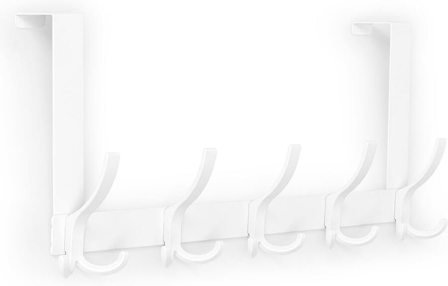 Optish Over deurhaken- over deurhanger- 5 drievoudige kapstokhaken- over deur handdoekenrek- deurhanger haken- jas- tassen- hoed- wit- 1 stuks