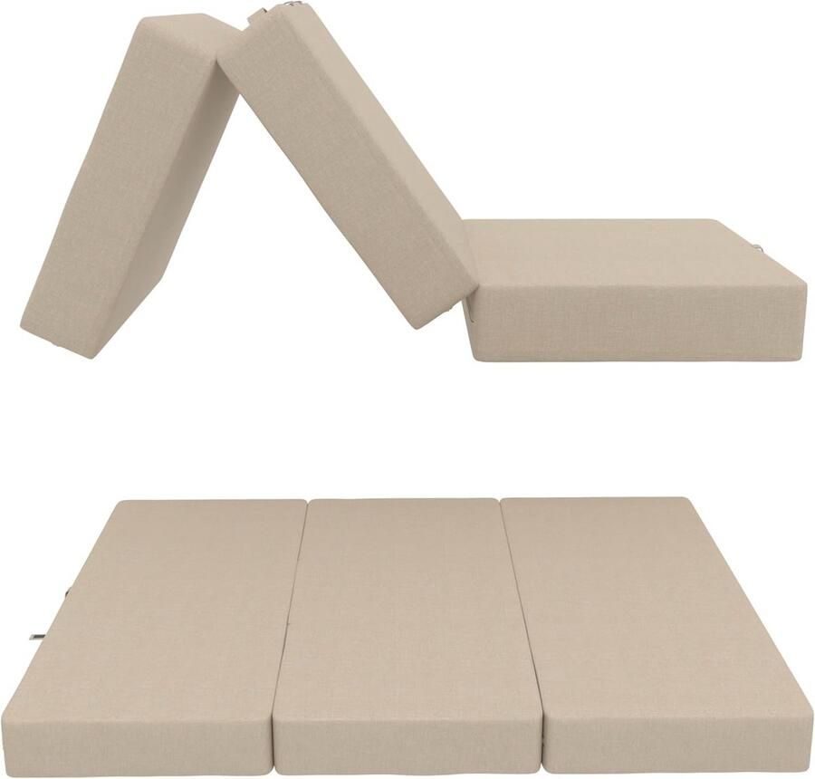Opvouwbaar 3-Delig Matras Ideaal voor Camping en Logeren 160 x 195 x 15 cm