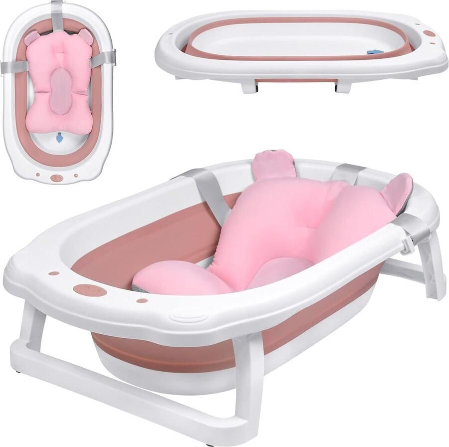 Opvouwbaar Babybad met Antislip Voetkussens Badkuip voor Baby's en Kinderen (82x50 cm)