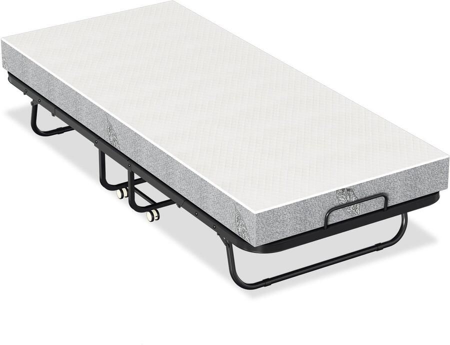 Opvouwbaar Bed – Logeerbed – Vouwbed – Opklapbed – Reisbbed – Metalen Frame – 90x200 cm – 13 cm Schuimmatras – Draagkracht 200 kg