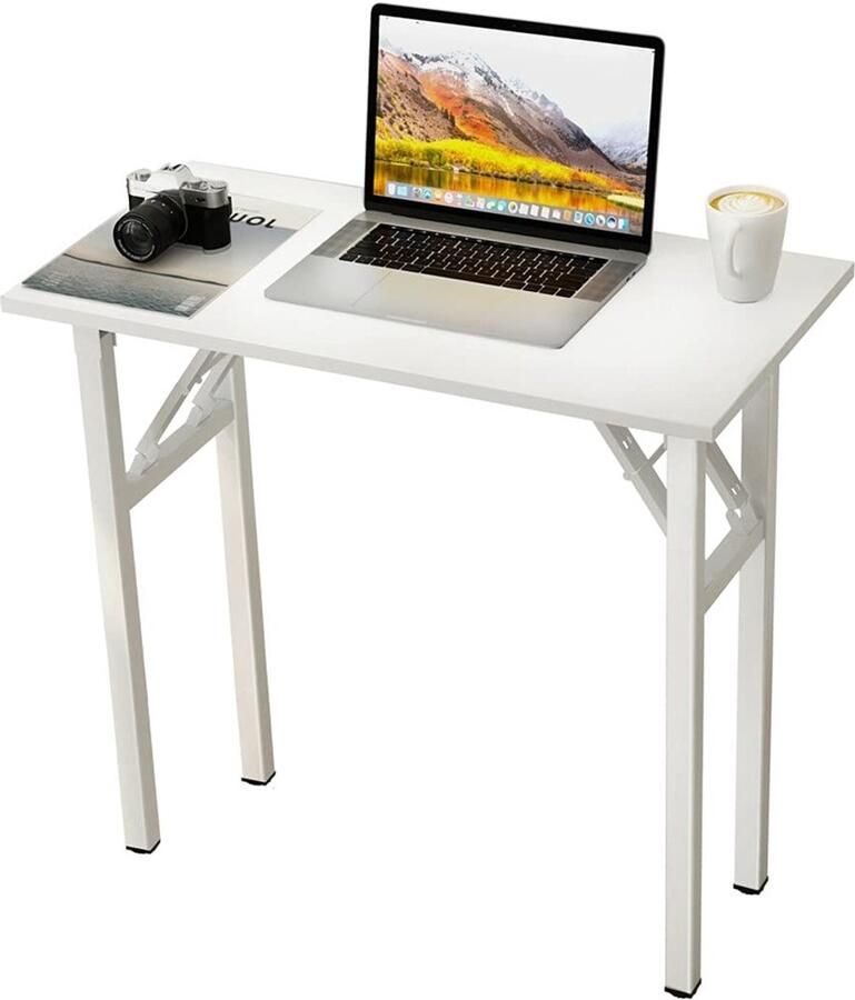 Opvouwbaar computerbureau flexibel en stijlvol 1 stuk wit hout en metaal 80 x 40 x 75 cm