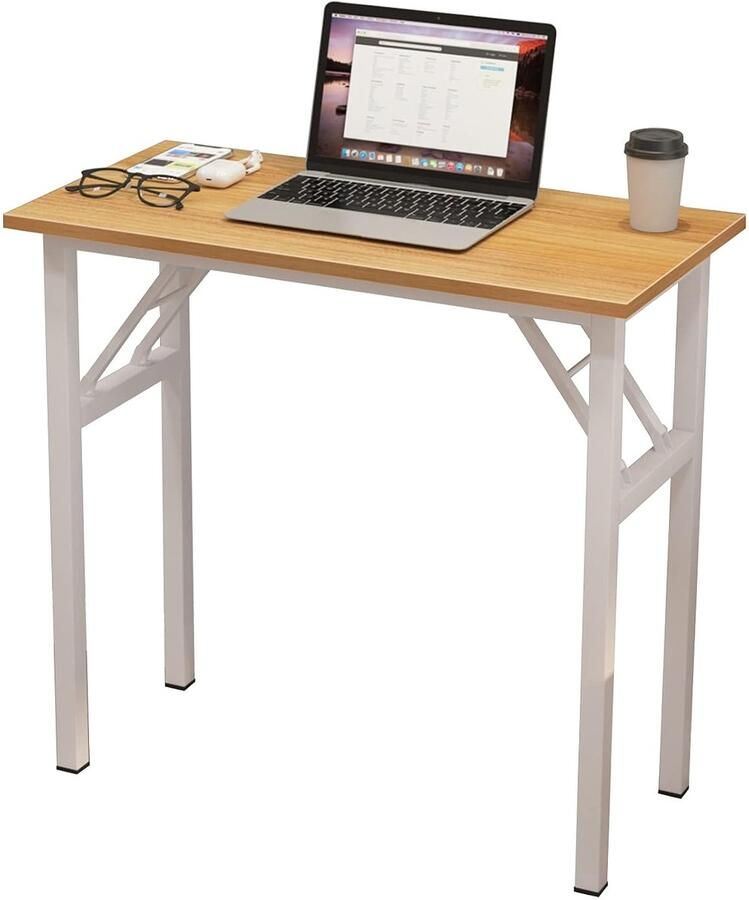 Opvouwbaar computerbureau multifunctioneel 1 stuk teak wit 80 x 40 x 75 cm