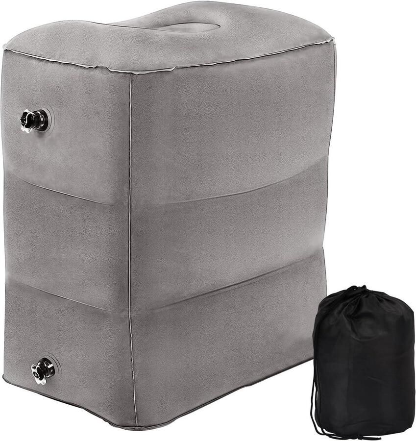 Opvouwbaar draagbaar opblaasbaar voetsteunkussen Verstelbaar en multifunctioneel met 3 lagen Inclusief tas en inflator