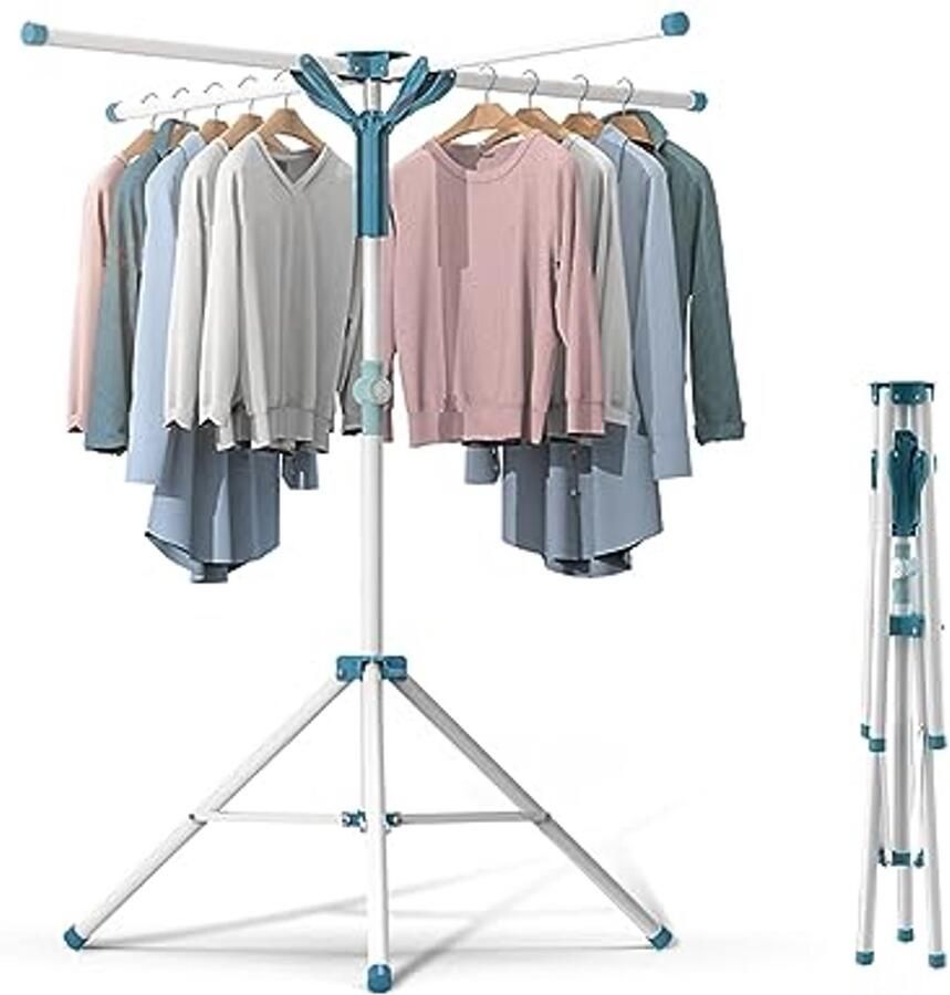 Opvouwbaar Droogrek voor Kleding Verstelbaar van 110 tot 180 cm met 4 Armen voor Hangers
