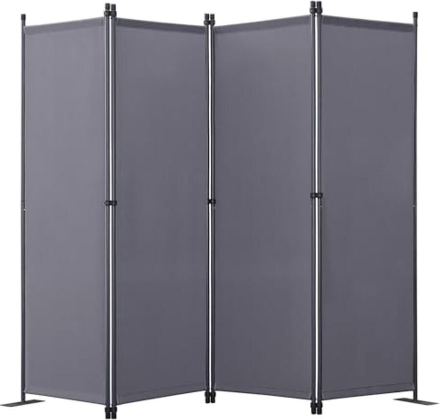 Opvouwbaar Kamerscherm Paravent Ruimteverdeler voor Privacy in Kantoor Hotel en Tuin (224 x 165 cm Grijs)