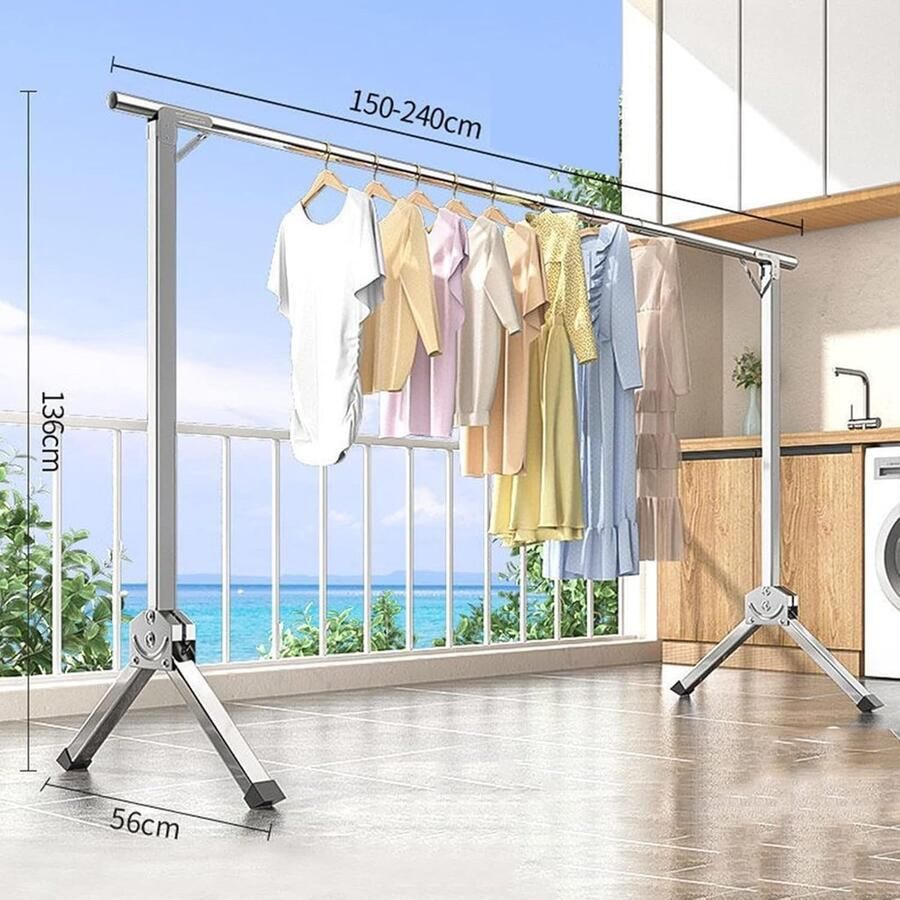 Opvouwbaar kledingrek met wielen Verstelbaar en multifunctioneel droogrek voor binnen en buiten