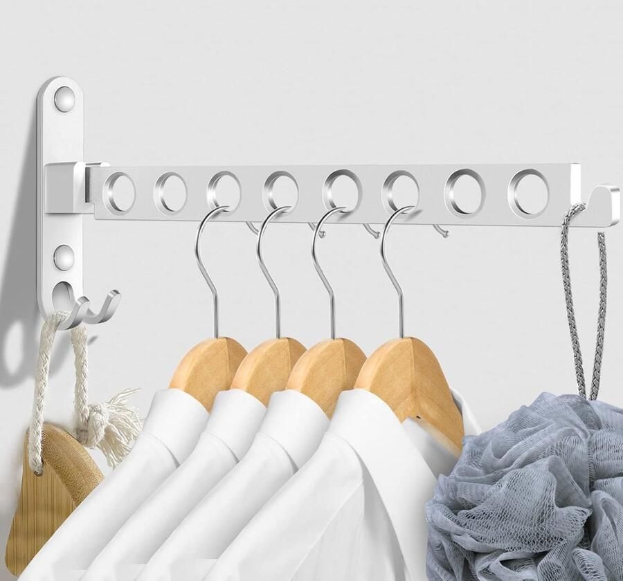 Opvouwbaar Kledingrek Muurbeugel Ruimtebesparend 1 stuk Aluminium