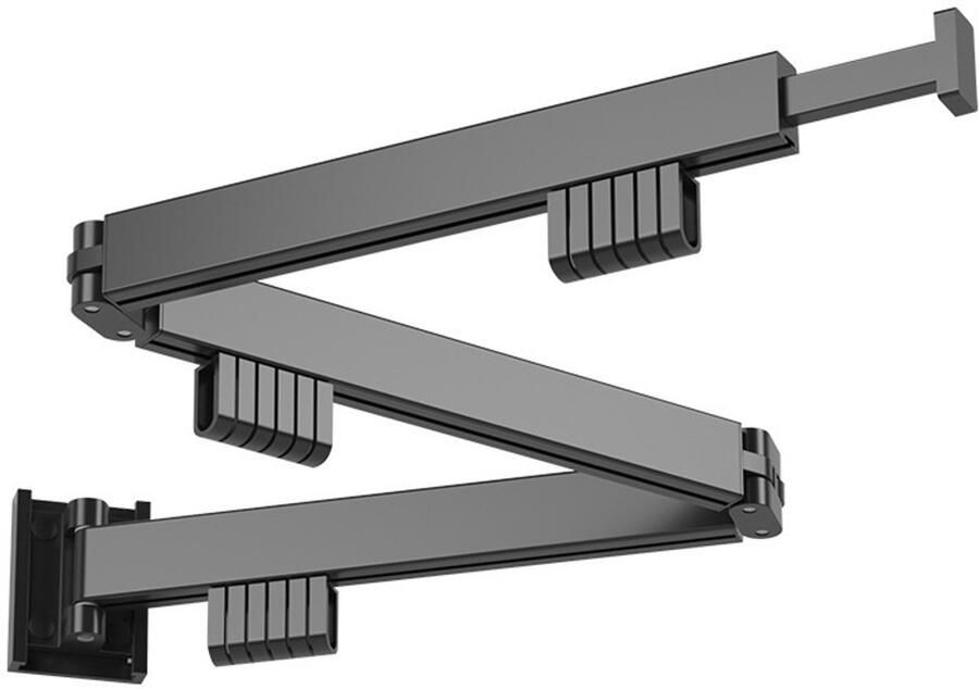 Opvouwbaar kledingrek van aluminiumlegering kleerhangers Balkon kledingrek zonder boren Opvouwbaar kledingrek 3-voudig Zwart