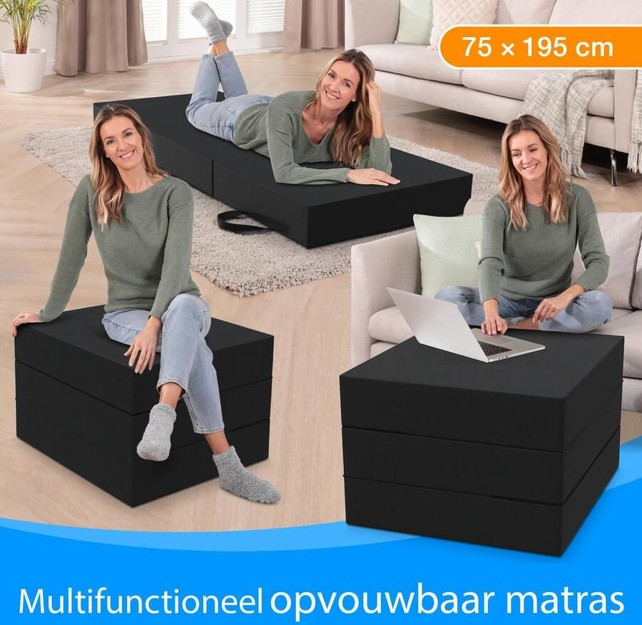 Opvouwbaar Matras Campingbed Opvouwbaar Bed Gastenbed Vloermatras Slaapmatras 75 x 195 x 15 cm
