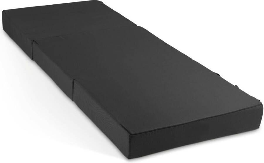 Opvouwbaar Matras Gastenmatras 3-Delig Opvouwbaar Matras Schuim Extra Dik (15cm) Wasbaar Schijfkubus Opvouwbaar Matras Volwassene (Zwart 75 x 195 x 15 cm)