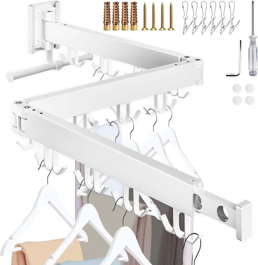 Opvouwbaar Multifunctioneel Kledingrek voor Binnen en Buiten met Draaibare Hangers