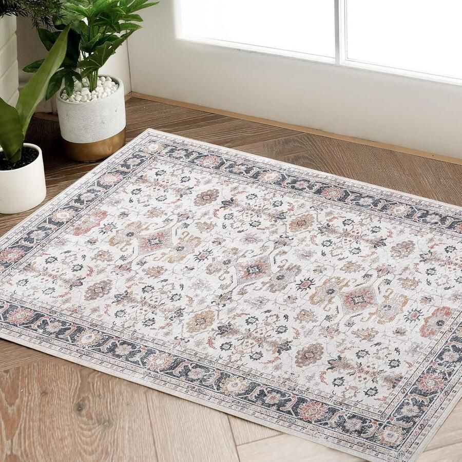 Opvouwbaar Tapijt Elegant Bloemenpatroon 1 stuk 60 x 90 cm Duurzaam