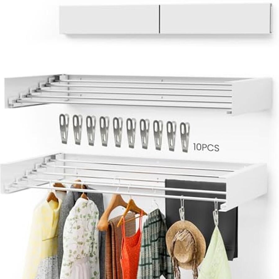 Opvouwbaar wanddroogrek voor kleding Ruimtebesparend en duurzaam design