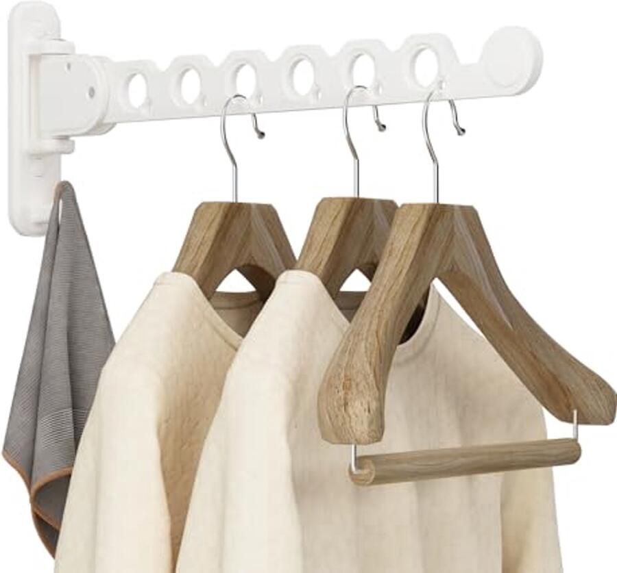 Opvouwbaar Wandmontage Droogrek voor Kleding Wit