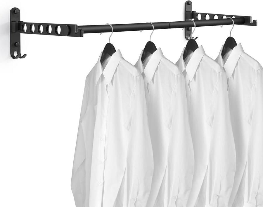 Opvouwbaar Wandrek Wandhanger voor Kleding 2 Stuks Zwart
