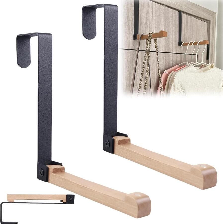 Opvouwbaar Wasrek Deurkapstok Kledinghaken voor Deur Ophangen Klaphaken voor Jas Kleding (Zwart)